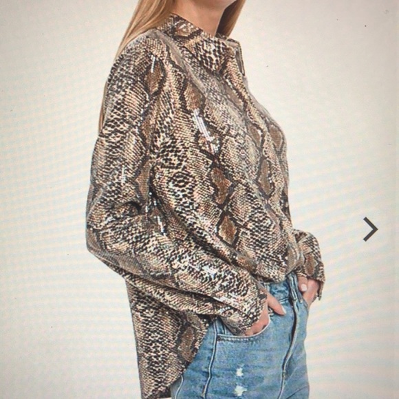 Endless Rose Python Print Sequin blouse - Picture 2 of 3